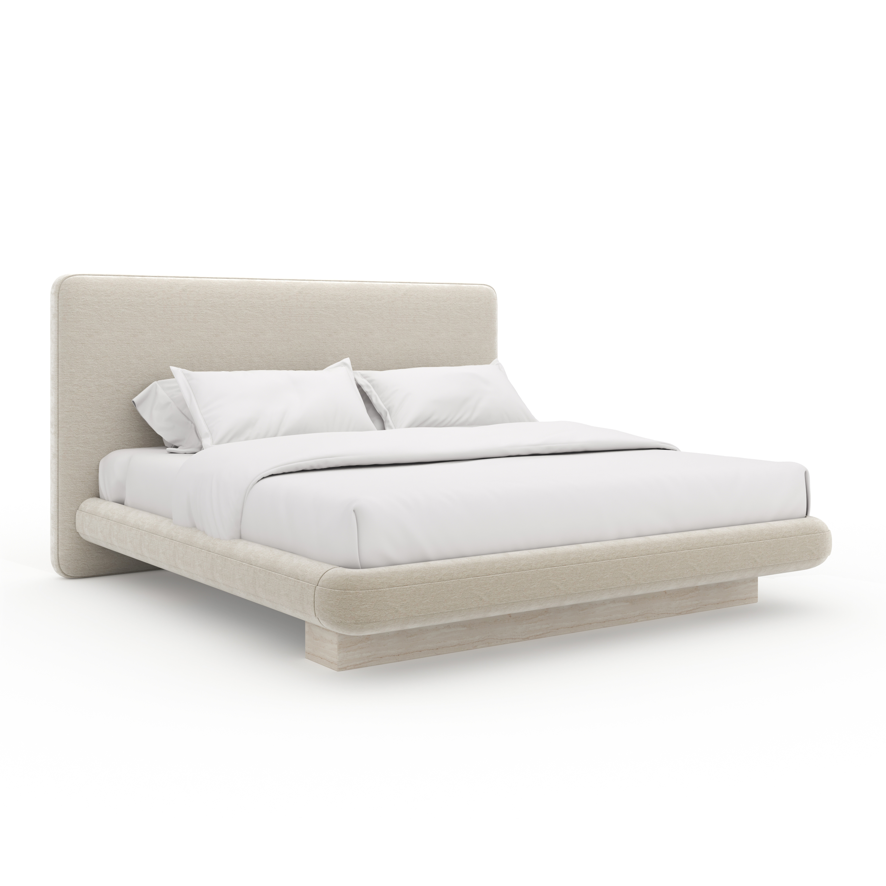 Caracole Caracole Classic Travertine-Base Upholstered King Bed