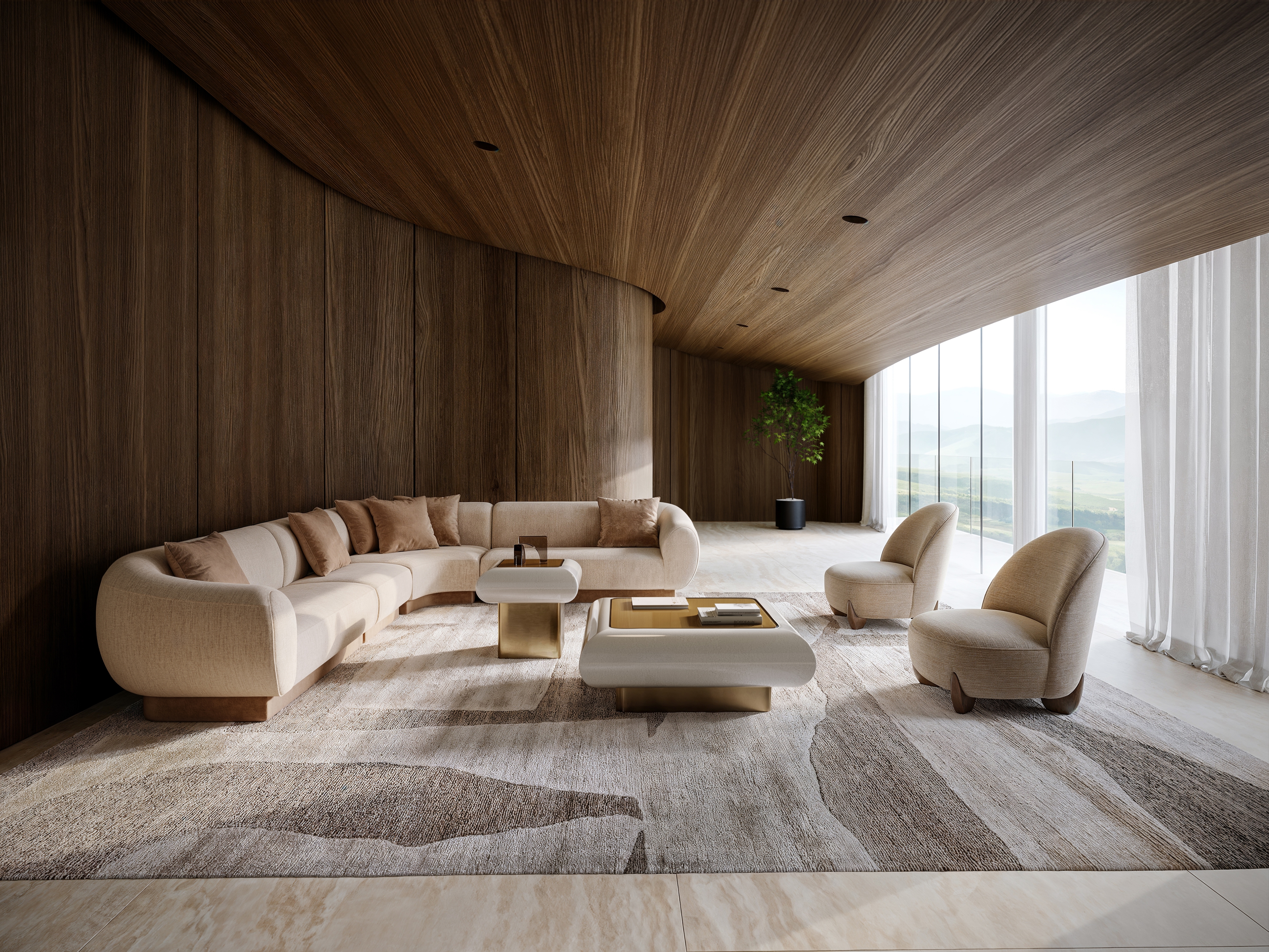 Caracole Caracole Classic 42" Sq. Low-Profile Glass-Top Cocktail Table