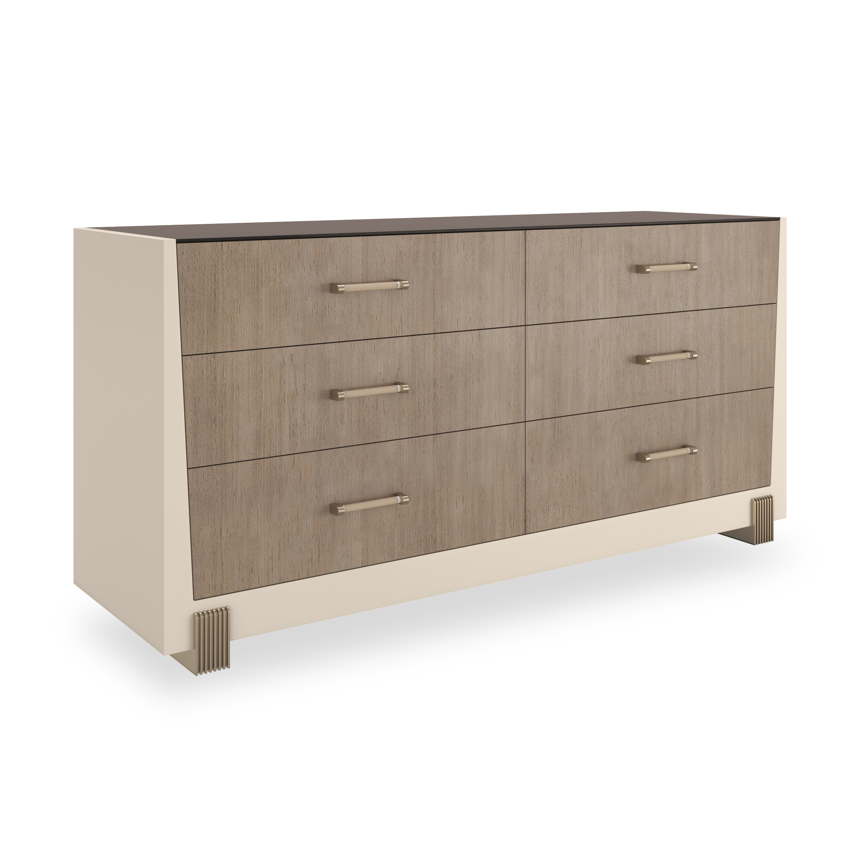 Caracole Caracole Classic Modern Smoked Glass-Top Six-Drawer Dresser
