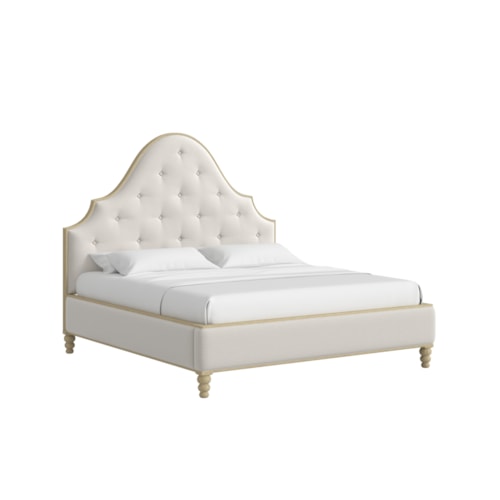 Transitional Queen Upholstered Bed with Arched Headboard