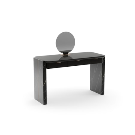 Modern 3-Drawer Stone Vanity Desk w/Mirror