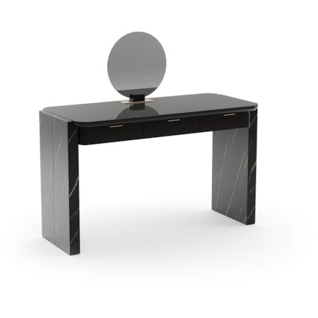 Modern 3-Drawer Stone Vanity Desk w/Mirror