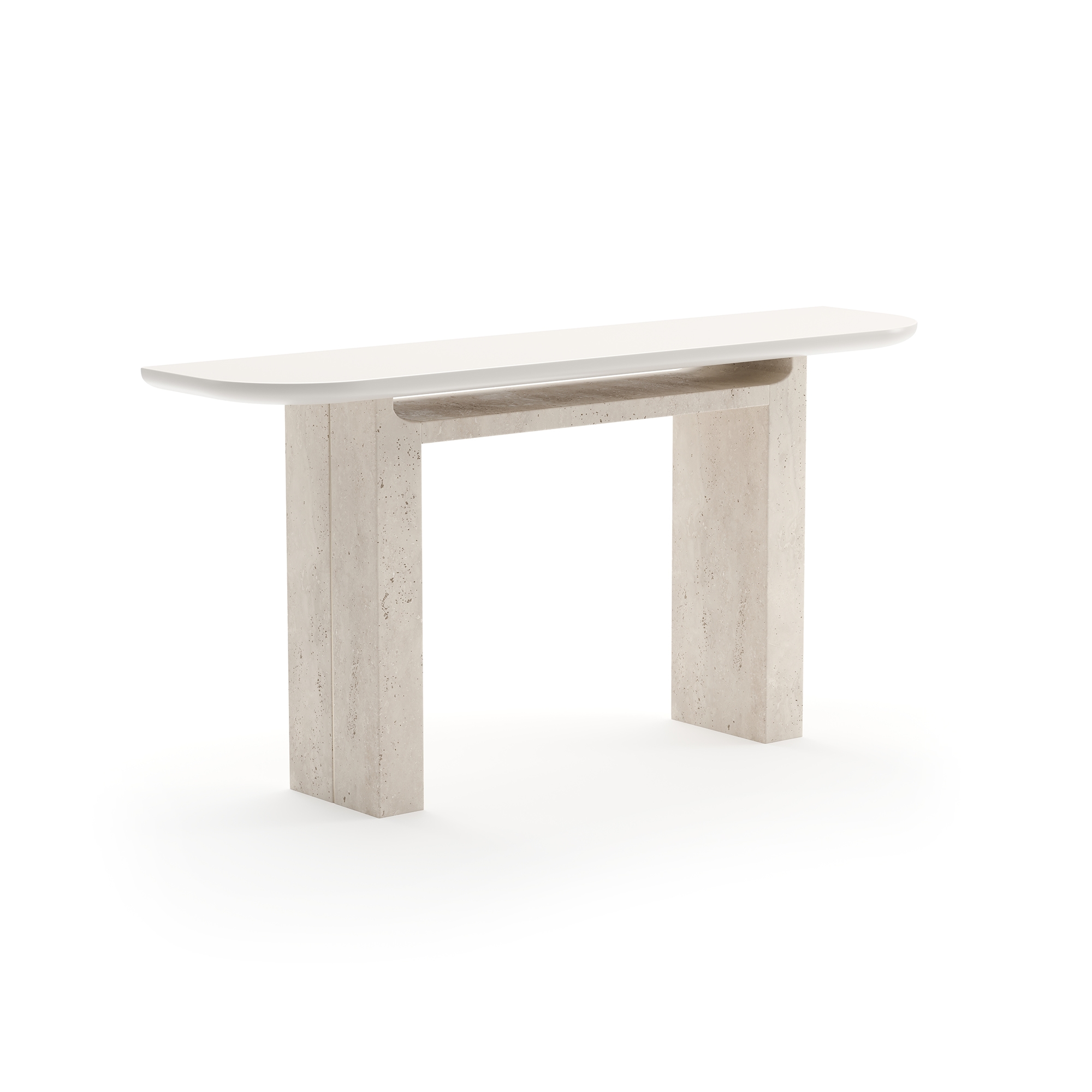 Modern Stone-Pedestal Console Table
