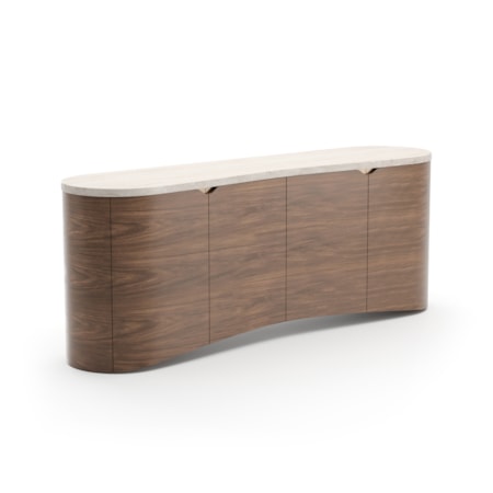 Modern Stone-Top Four-Door Sideboard