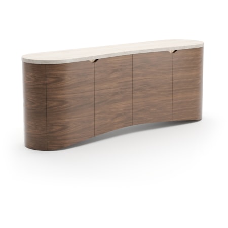 Modern Stone-Top Four-Door Sideboard
