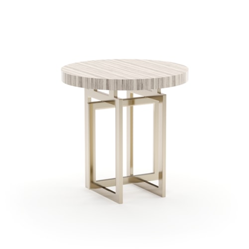 Contemporary 24" Round Sandstone-Top Side Table