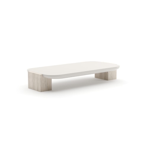 Modern Elegant 70" x 34" Travertine Stone-Block Cocktail Table