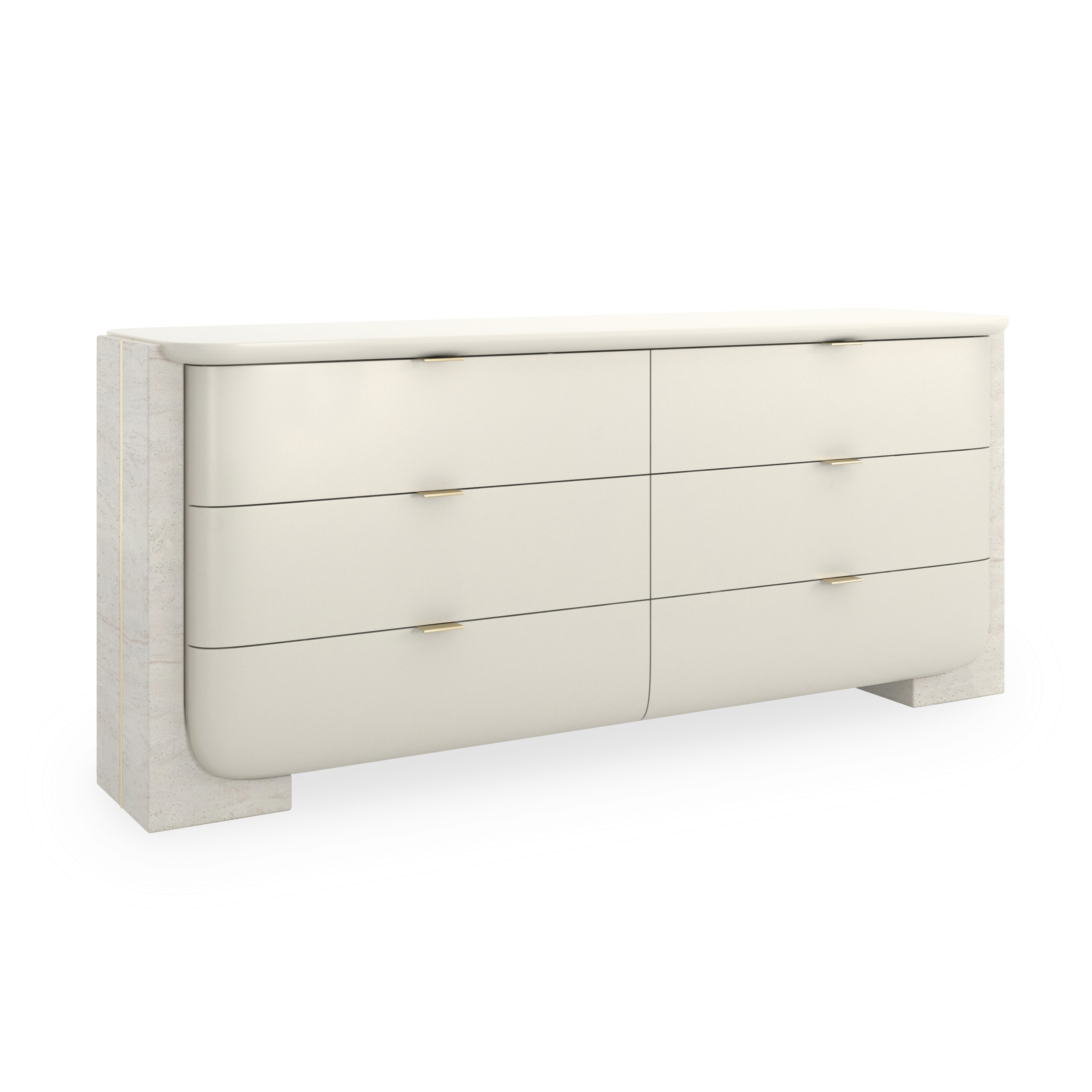 Six-Drawer Stone-Panel Dresser