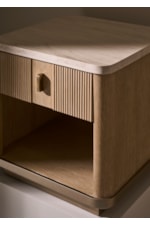 Caracole Caracole Classic Contemporary Travertine Stone-Top End Table with Soft-Close Drawer