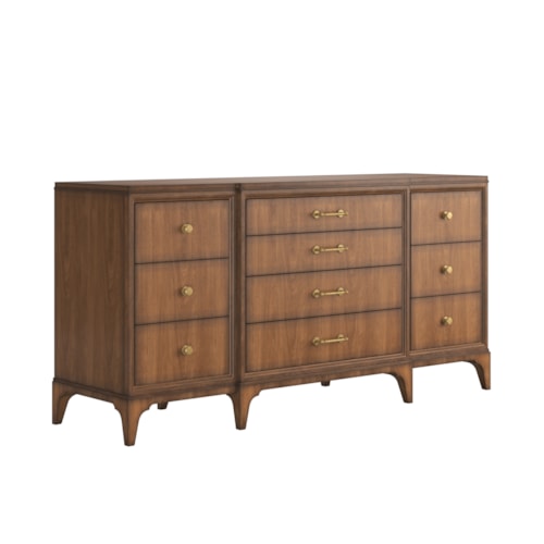 Traditional 10-Drawer Dresser with Cedar Lined Bottom Drawer