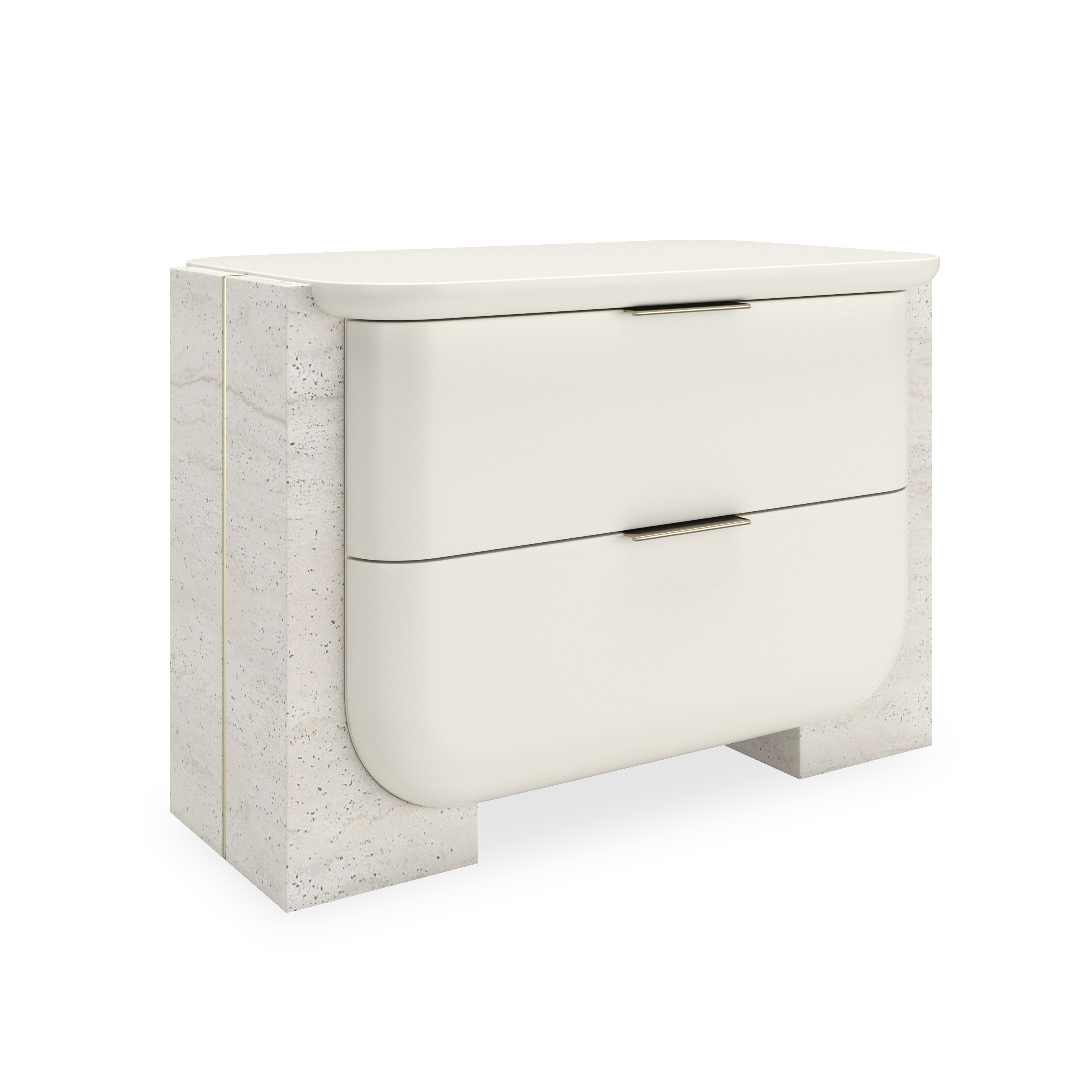 Large Two-Drawer Stone-Panel Nightstand