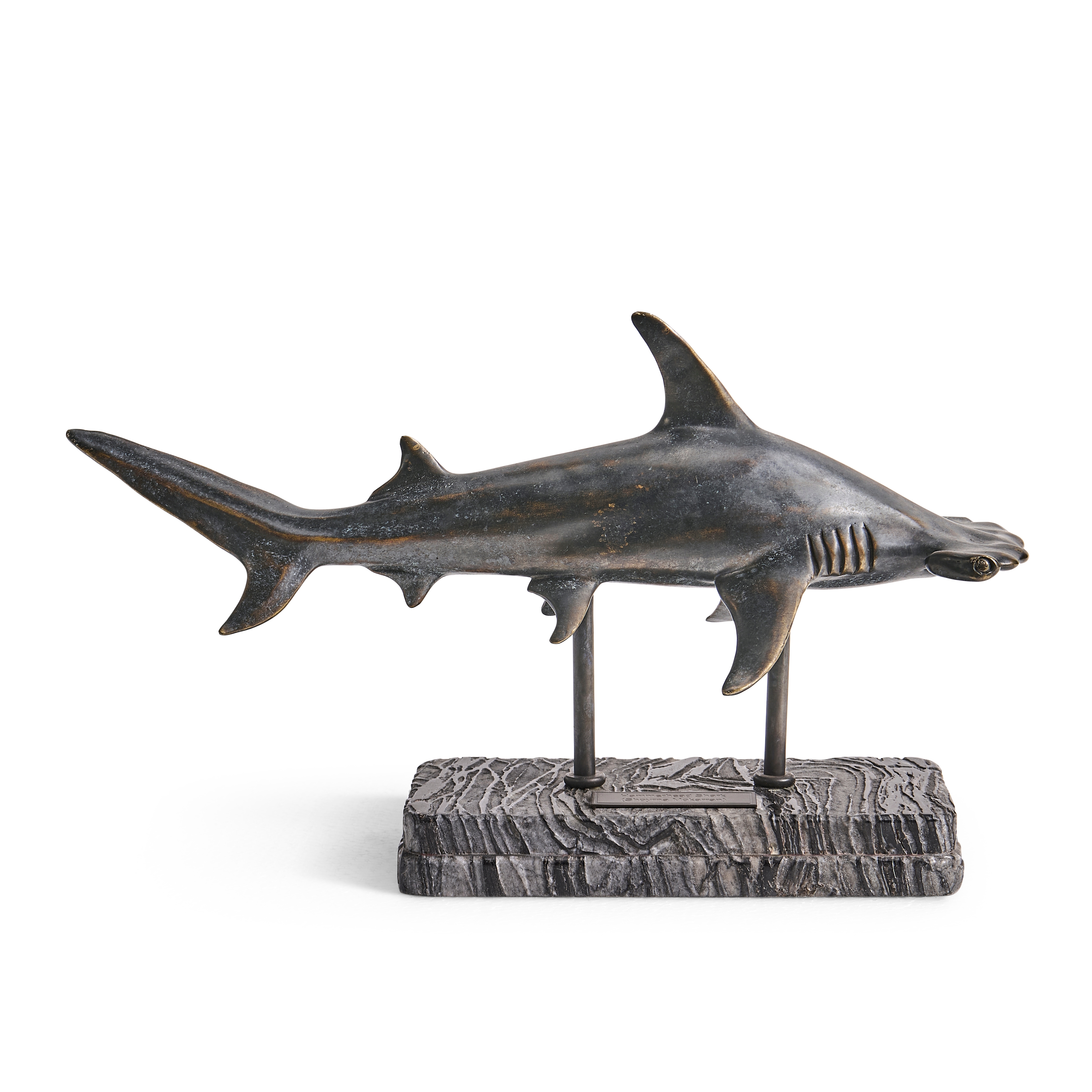 Hammerhead Shark Bronze Statue w/Marble Base