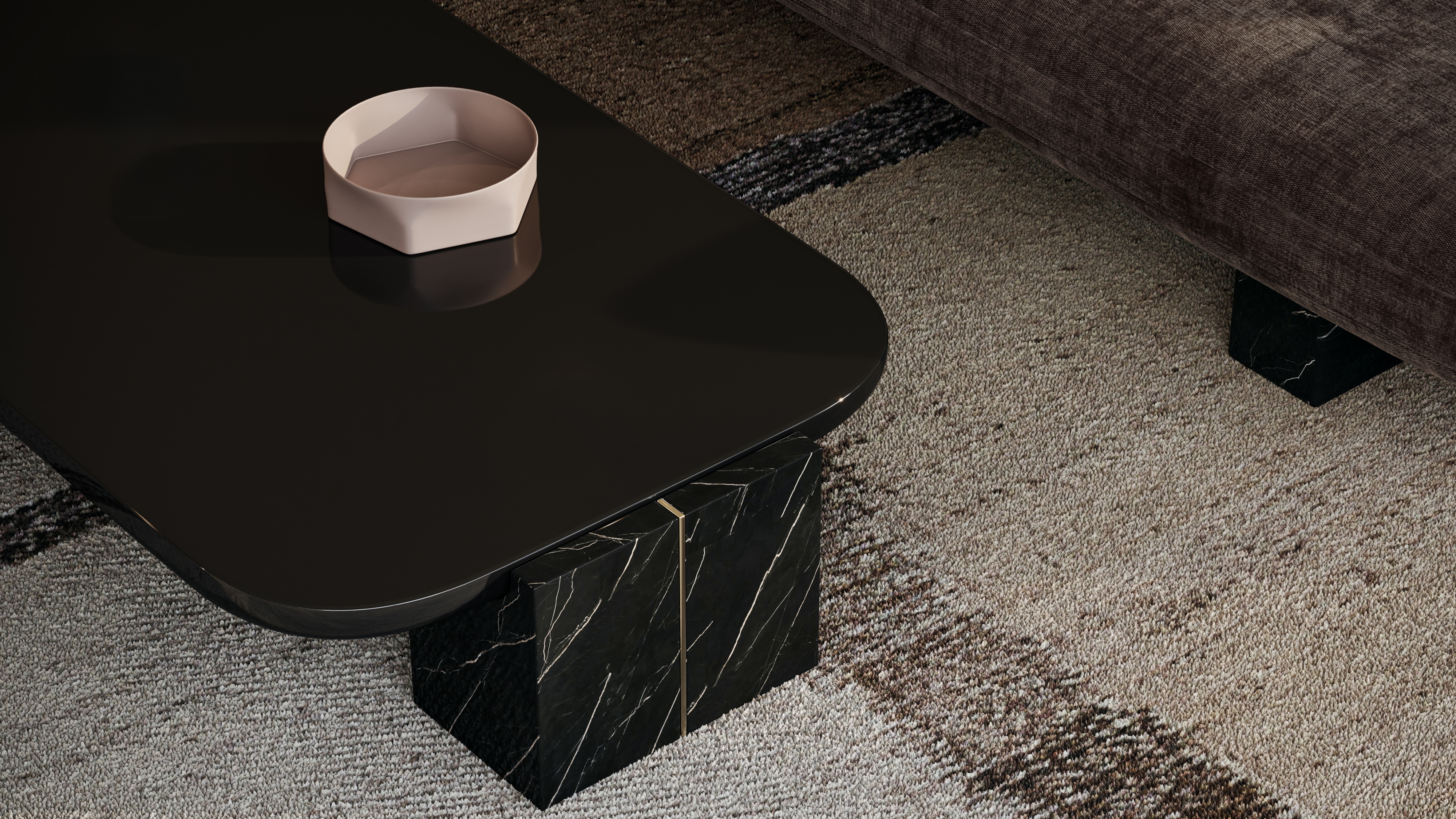 Caracole Caracole Classic Modern 70" x 34" Stone-Block Cocktail Table