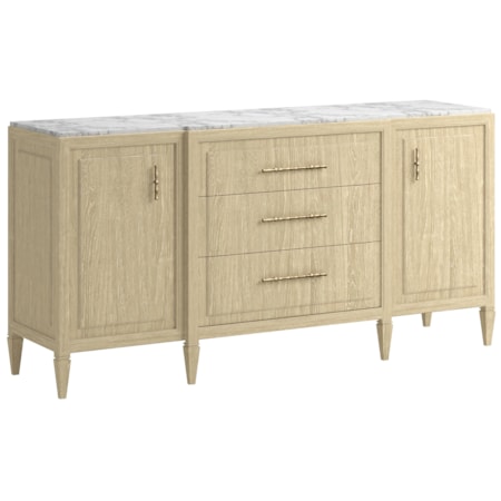 Marble-Top Two-Door Credenza