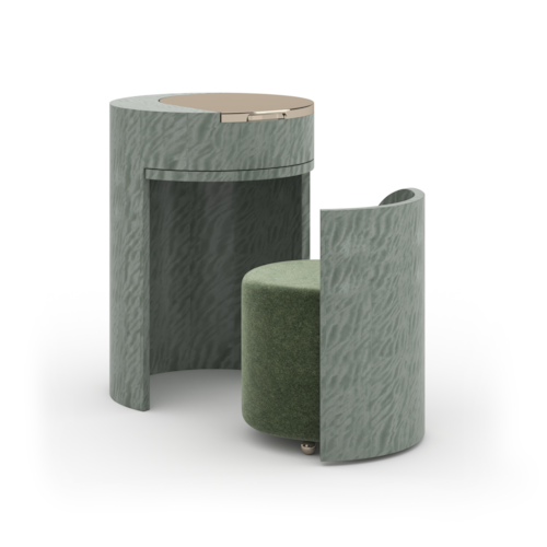 Modern Glam Lift-Top Vanity Set with Castered Pull-Out Chair