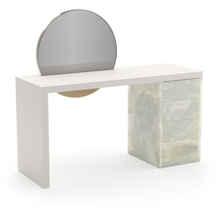 Green Onyx Pedestal Vanity Desk w/Storage