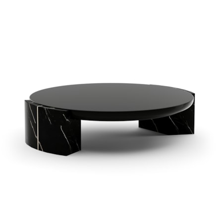 Elegant 48" Round Stone-Block Cocktail Table