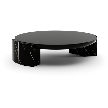 Elegant 48" Round Stone-Block Cocktail Table