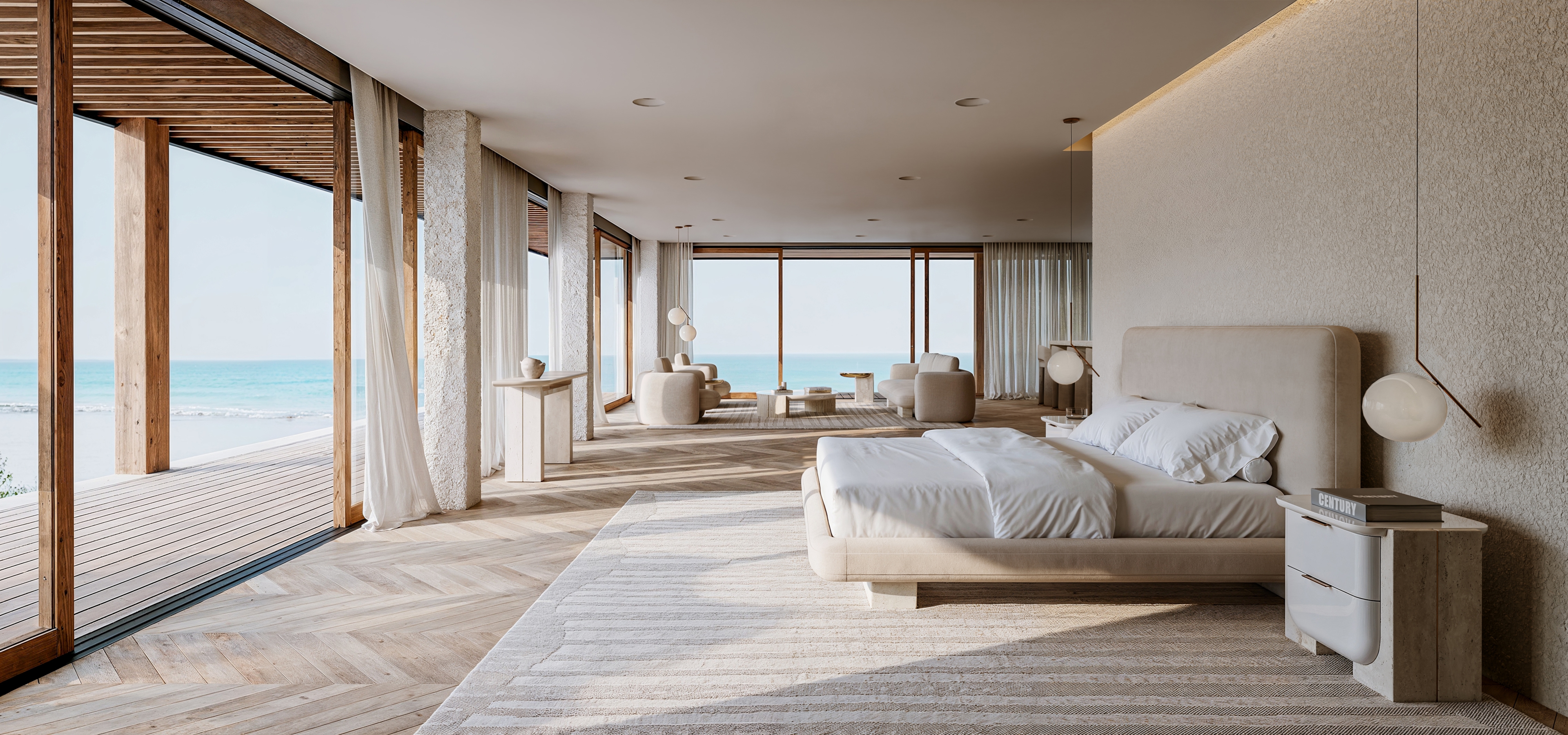 Caracole Caracole Classic Travertine-Base Upholstered King Bed