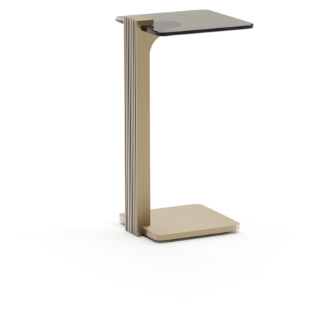 Square Smoked Glass-Top Offset Spot Table