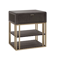 Contemporary Single Drawer Nightstand with Shelving