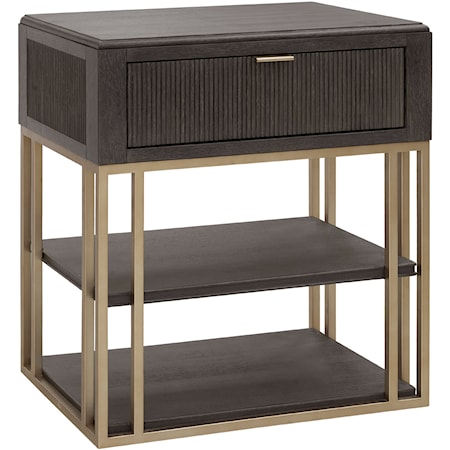 Contemporary Single Drawer Nightstand with Shelving