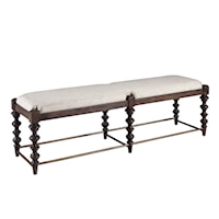 Traditional Upholstered Bed Bench with Carved Turned Legs