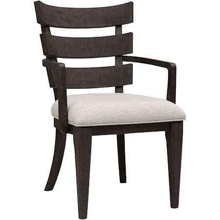 Contemporary Dining Arm Chair with Upholstered Seat