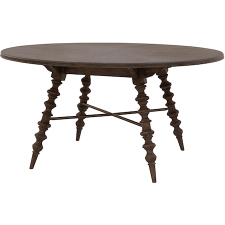 Traditional Round Dining Table with Carved Turned Legs