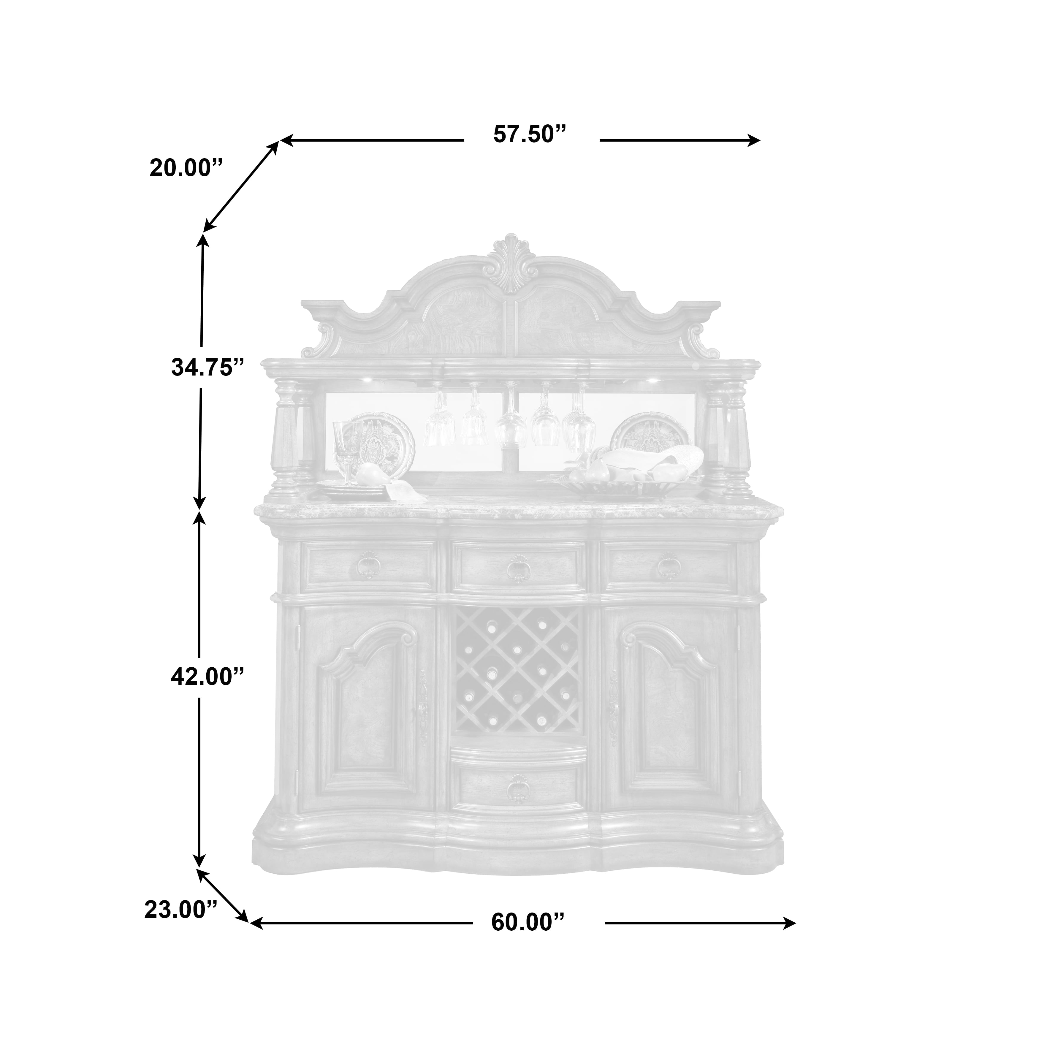 Pulaski Furniture San Mateo 662DRK3 Traditional Sideboard and Hutch