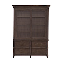 Traditional 4-Drawer Dining Display Cabinet with Glass Doors