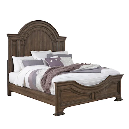 Traditional Queen Bed with Arched Headboard