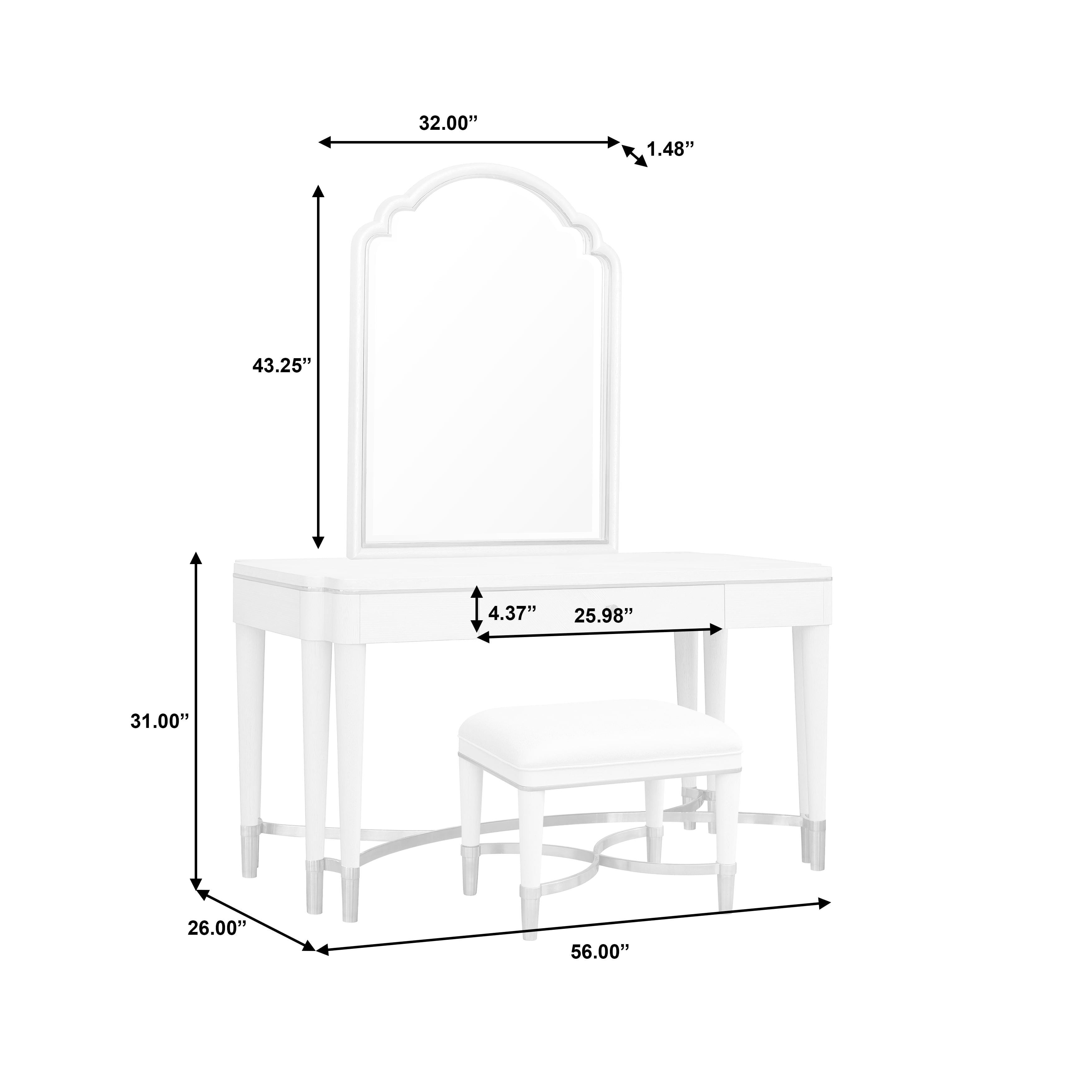 Pulaski Furniture Grace Vanity And Mirror Set with Stool