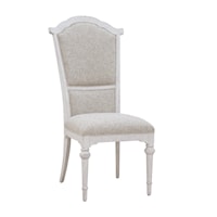Transitional Upholstered Dining Side Chair with Carved Accents
