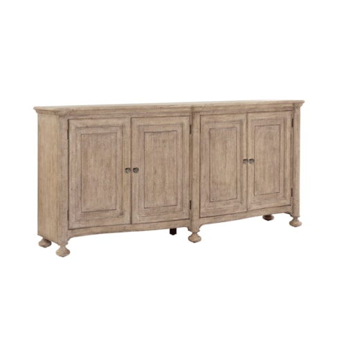Transitional 4-Door Credenza with Adjustable Shelves