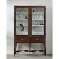 Transitional Wood Bar Cabinet with Glass Doors