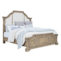 Traditional King Panel Bed with Upholstered Headboard