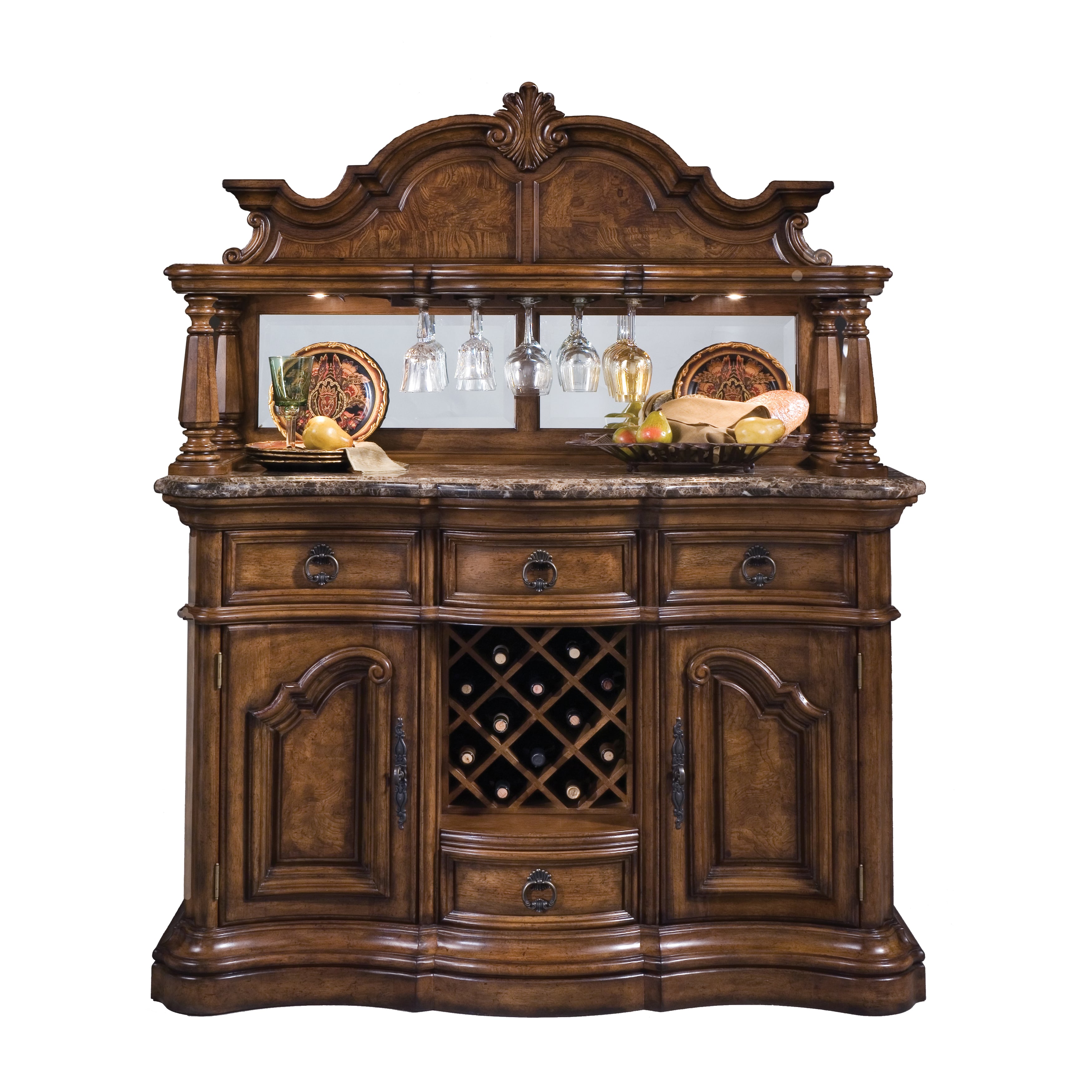 Pulaski Furniture San Mateo 662DRK3 Traditional Sideboard and Hutch Corner Furniture