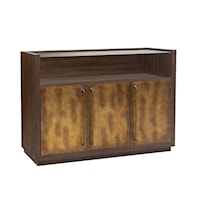 Transitional 3-Door Bar Cabinet with Glass Shelves
