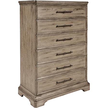 Traditional 6-Drawer Bedroom Chest with Felt-Lined Top Drawers