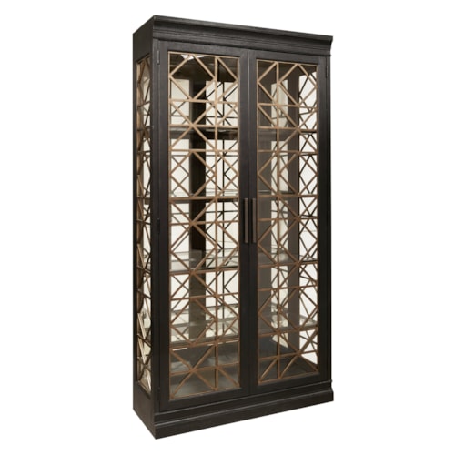 Transitional 4-Shelf Display Cabinet with Glass Doors