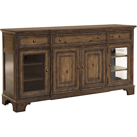 Traditional 3-Drawer Buffet with Cabinet Doors