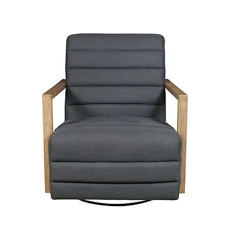 Casual Swivel Glider Accent Chair with Wooden Arms