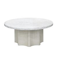 Transitional Round Cocktail Table with Marble Top