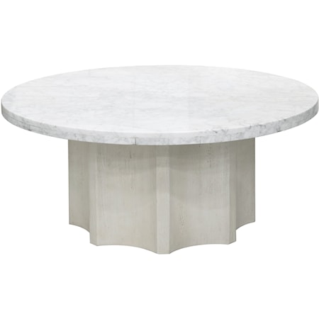 Transitional Round Cocktail Table with Marble Top