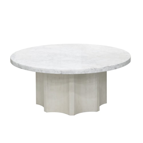 Transitional Round Cocktail Table with Marble Top
