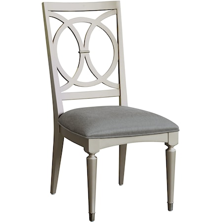 Glam Upholstered Side Chair with Designed Open Back