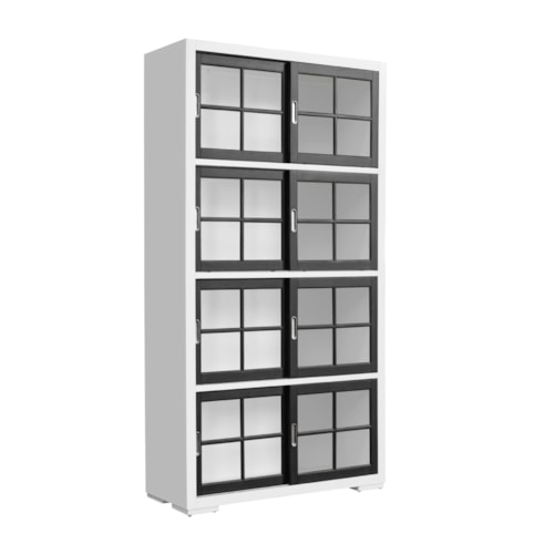 Contemporary Sliding 4-Door Bookcase
