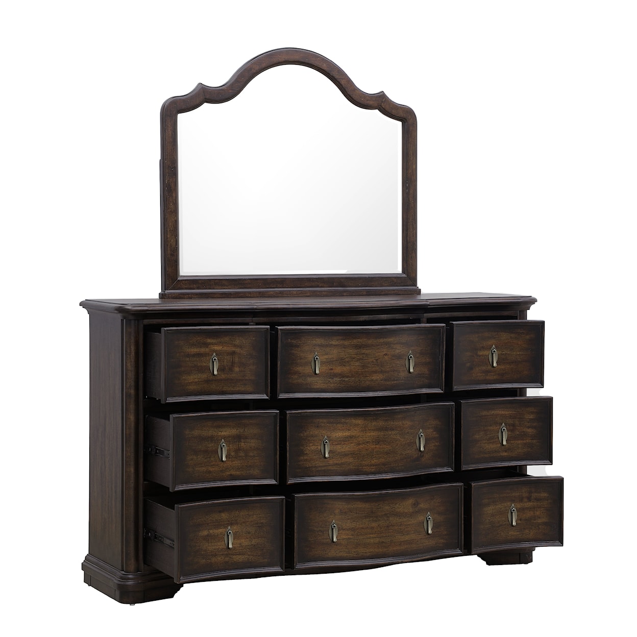 Pulaski Furniture Cooper Falls King Bed, Dresser, Mirror, Chest & 2 NS