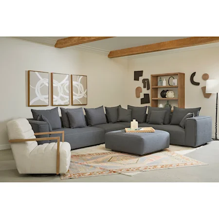 Contemporary 4-Piece Modular Sectional Sofa with Free Ottoman